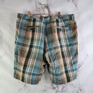 Tommy Bahama Shorts Mens 36 Blue Orange Brown Linen Beach Vacation Summer
